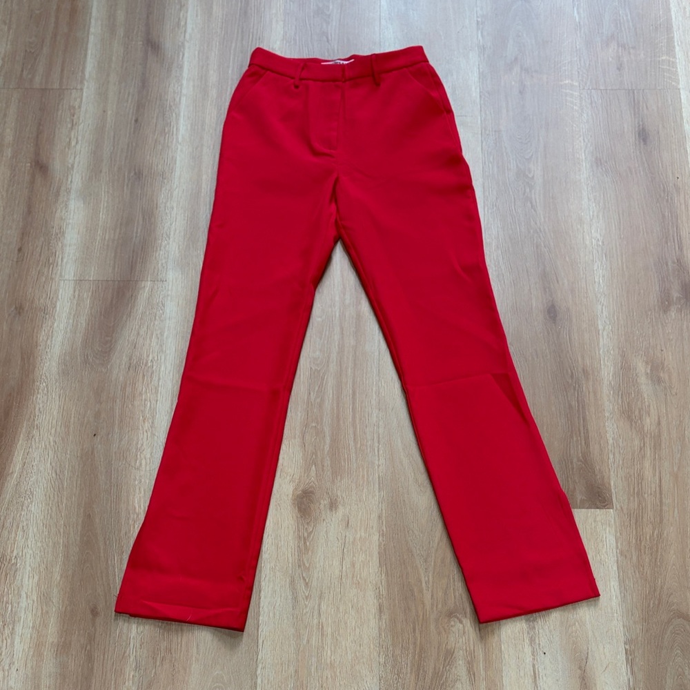 NWT Walter Baker Red Straight-Leg Pants with slit